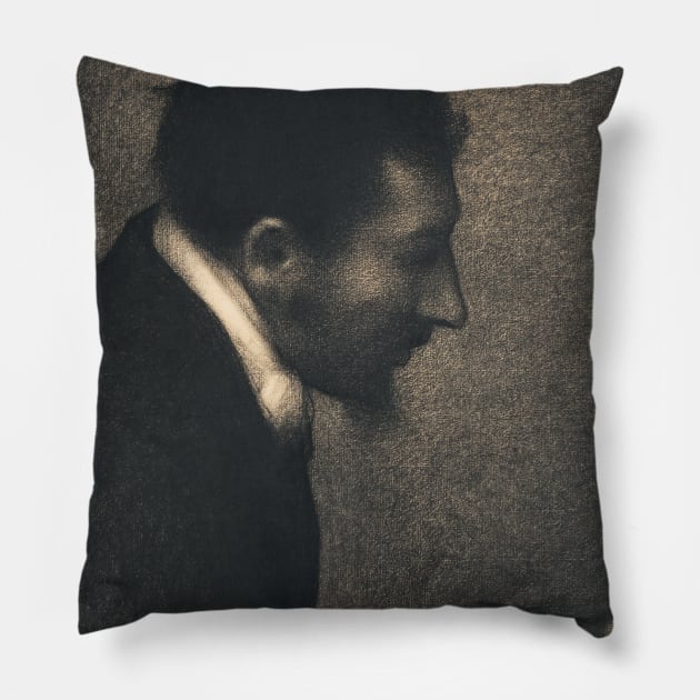 Aman-Jean (Portrait of Edmond Francois Aman-Jean) by Georges-Pierre Seurat Pillow by Classic Art Stall