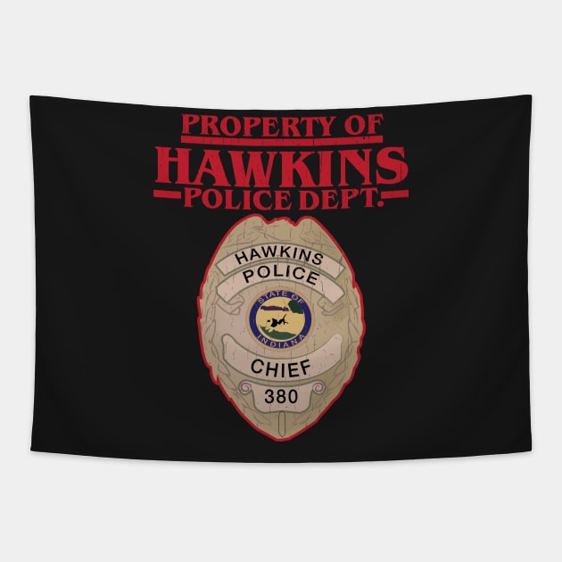 Property of Hawkins Police Dept - Black Tapestry by Gimmickbydesign