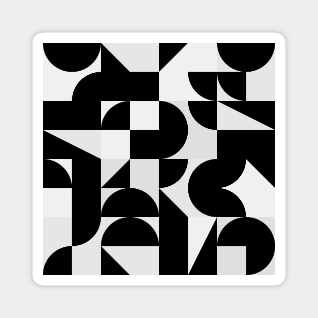 Modern Geometry / Minimal, Black, White, Grey Magnet by matise