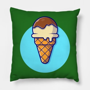 Ice Cream Cone Cartoon Vector Icon Illustration (7) Pillow