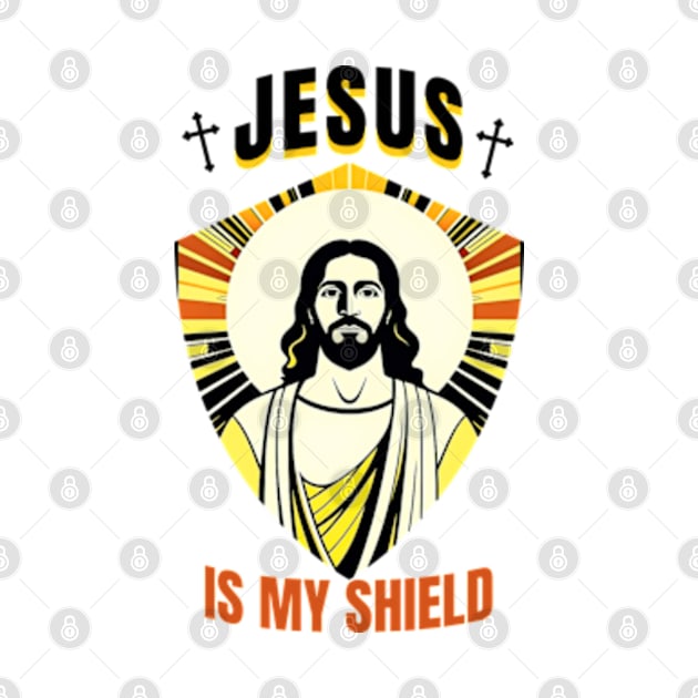 Jesus Is My Shield Art Deco by Cosmic Dust Art