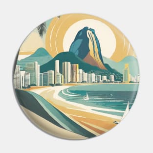 Vintage Rio de Janeiro Brazil Travel Poster Pin