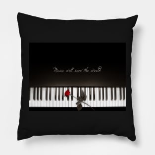 Piano Music Black and White Pillow