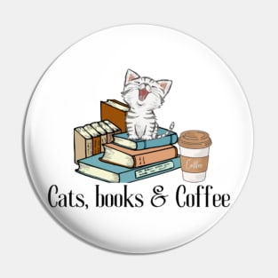 Cats, Books and Coffee Pin