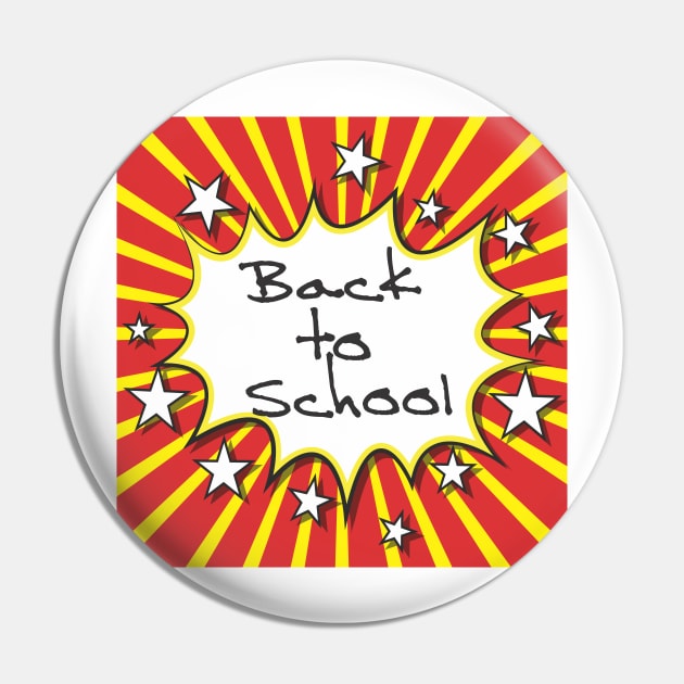 Back to School Red and Yellow Burst Pin by TNMGRAPHICS