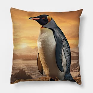 Antarctica Sunset Penguin Pillow