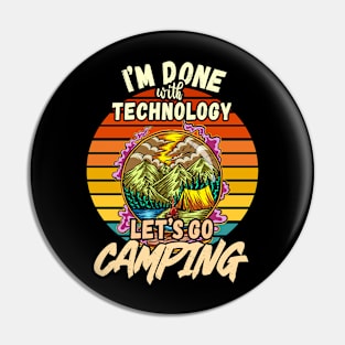 TECHNOLOGY AND CAMPING DESIGN VINTAGE CLASSIC RETRO COLORFUL PERFECT FOR  TECHNOLOGIST AND CAMPERS Pin