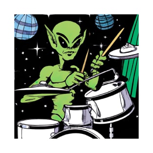 Alien drummer rock star space jam T-Shirt