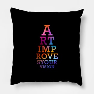 Art Improves Your Vision Eyechart Multicolored Pillow