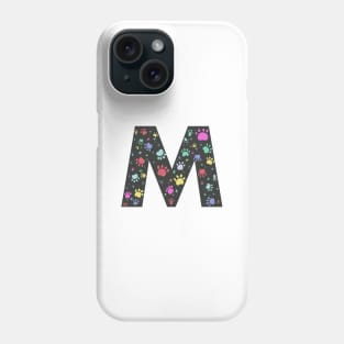 M letter with colorful paw print Phone Case