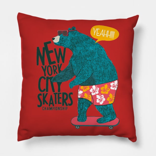 New York City Skaters Pillow by Mako Design 