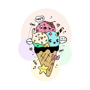 Hand Drawn Illustrations Kawaii Ice Cream Gift T-Shirt