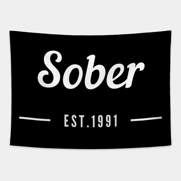 Sober Since 1991 - Staying Sober Drug Addiction Tapestry by RecoveryTees