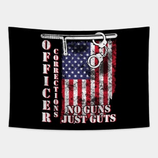 Vintage US Flag Happy Father July 4th Independence Summer Day Officer Corrections No Guns Just Guts Tapestry