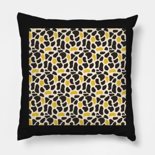 Yellow and Black Spotted Animal Pattern Pillow