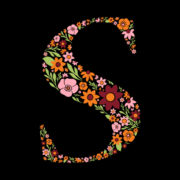 Retro Floral Letter S by zeljkica