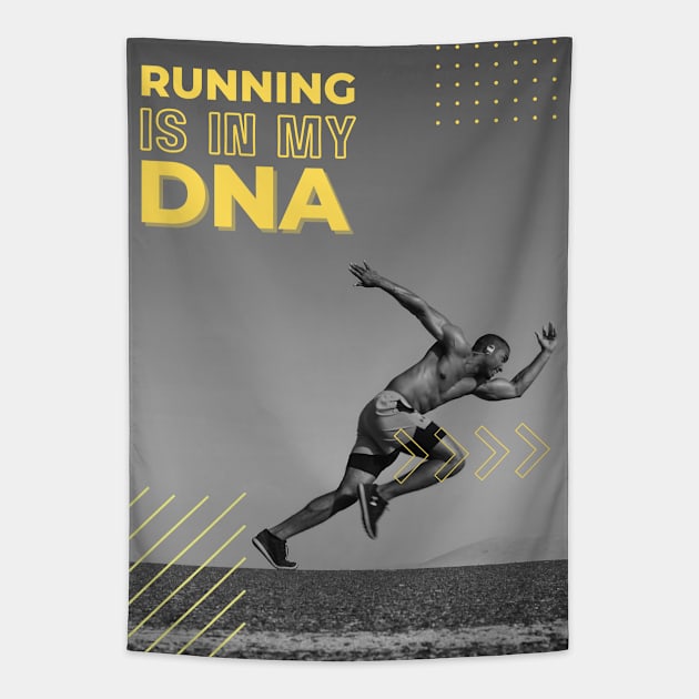 Running is in my DNA fitness exercise workout Tapestry by Enriched by Art