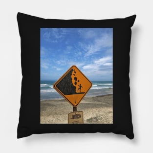 Falling Rocks Warning Sign - San Diego California Beach Pillow