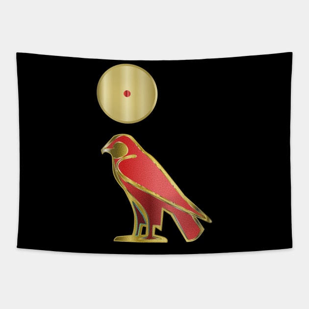 Egyptian Horus Falcon Red Tapestry by geodesyn