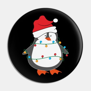 Funny Penguin Santa Hat Christmas Lights Christmas Tree Penguin Lover Christmas Gift Pin