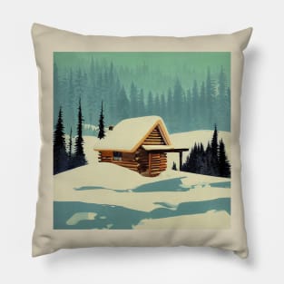 Snowy Cabin Pillow