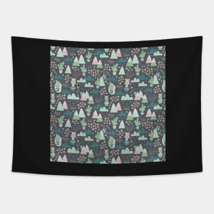 Llama Drama Cactus Mountain Desert Pastel Tapestry