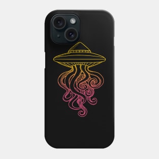 UFO Ocotopus Hybrid Yellow Pink Line Art Drawing Illustration Phone Case