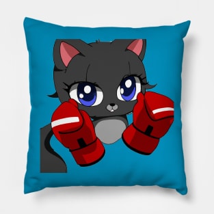 Boxing Black Cat Pillow