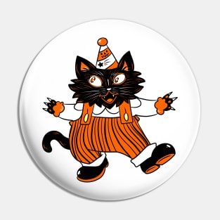 Black White and Orange Halloween Vintage Looking Cat Pin