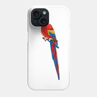 Scarlet macaw parrot cartoon illustration Phone Case