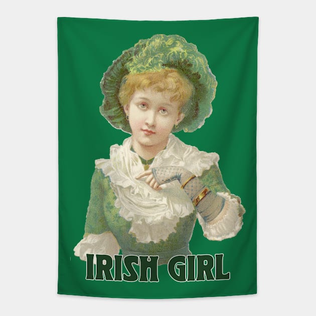 Irish Girl / Vintage Style Illustration Design Tapestry by DankFutura