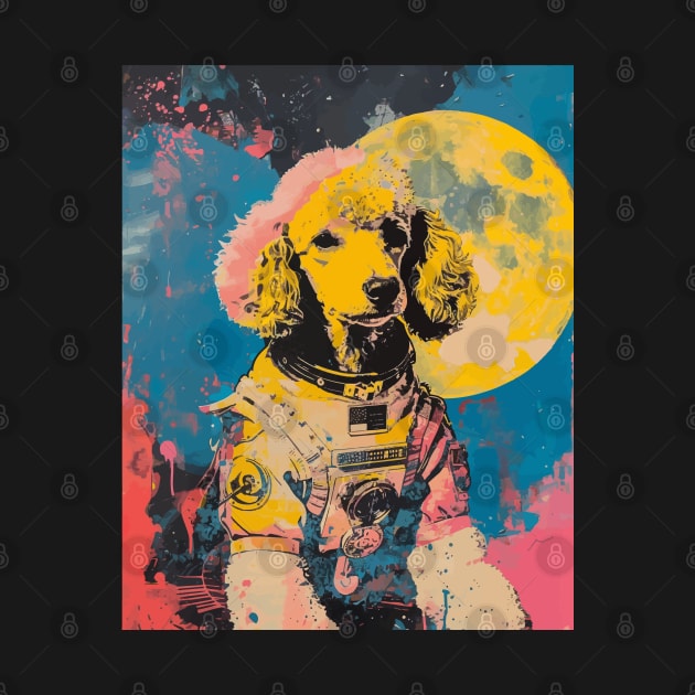 Vintage and vivid royal poodle dog astronaut portrait by etherElric