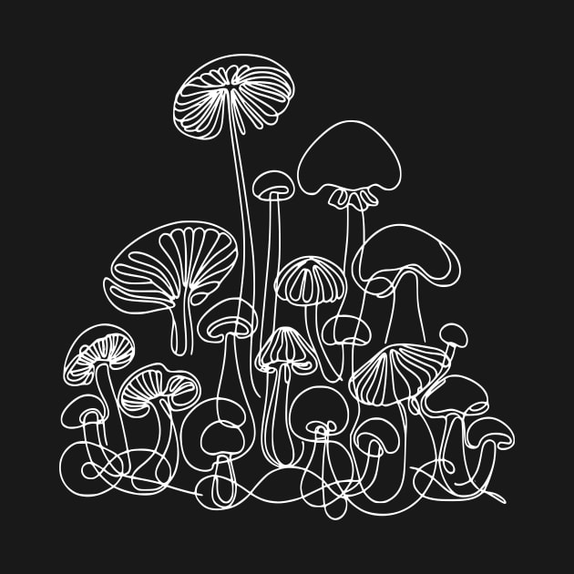 Mushroom Line Drawing by little osaka shop