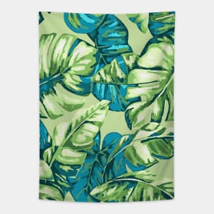 Tropical Leaves Camouflage Of Banana and Monstera 1 Tapestry