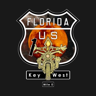 Key West Motorcycle Vacation on Florida US Highway 1 T-Shirt