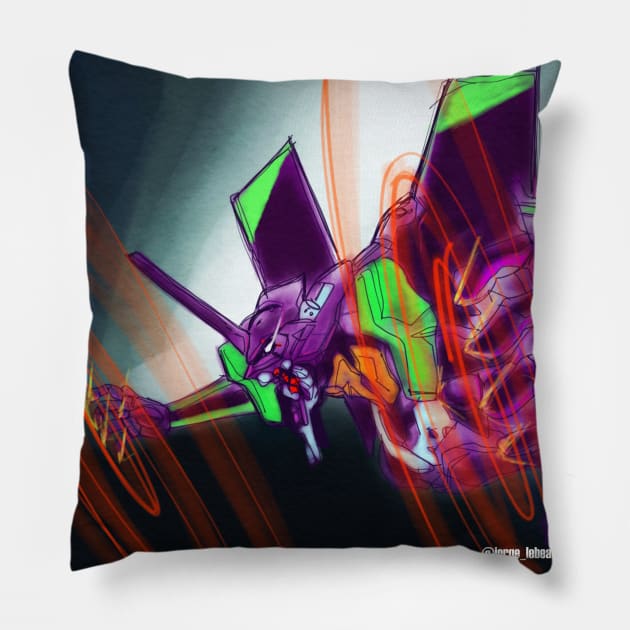 eva 01 in at field madness Pillow by jorge_lebeau