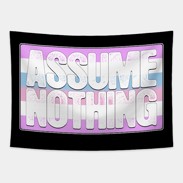 Assume Nothing Bigender Pride Flag Tapestry by wheedesign