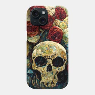 Roses and skull oil paint style art design Phone Case