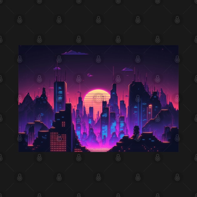 Synthwave City By Night by Nightarcade