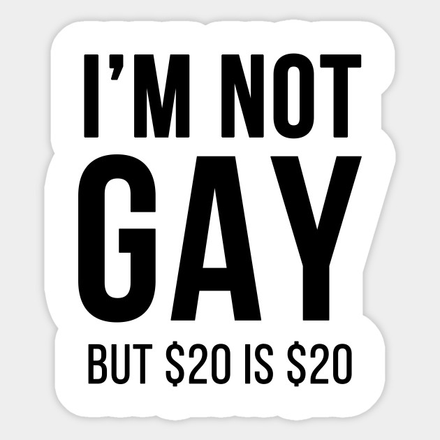 I/'M NOT GAY BUT $20 IS $20 FUNNY//JOKE VINYL DECAL STICKER