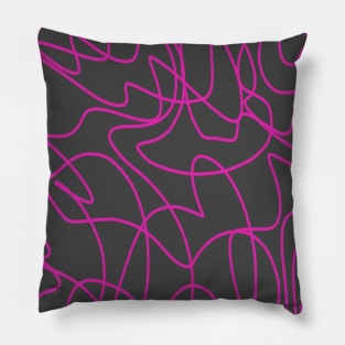 Line Art: Neon Pink on Gray Pillow