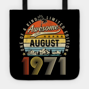 Awesome Since August 1971 Vintage 52nd Birthday Tote