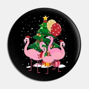 Flamingo Christmas Tree Pin