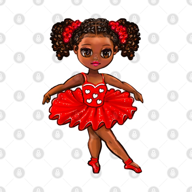 Ballerina Dance African American ballerina in red tutu for girls who love ballet by Artonmytee