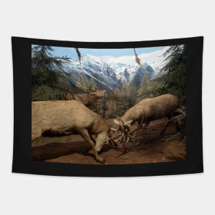 Natural environment diorama - Two deers fighting Tapestry