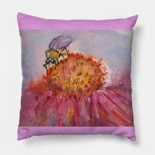 beautiful honey bee watercolor Pillow