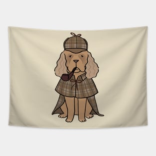 Sherlock dog with pipe cartoon Tapestry