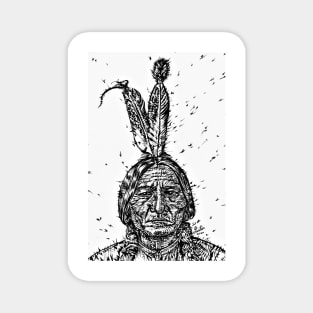 SITTING BULL ink portrait.2 Magnet