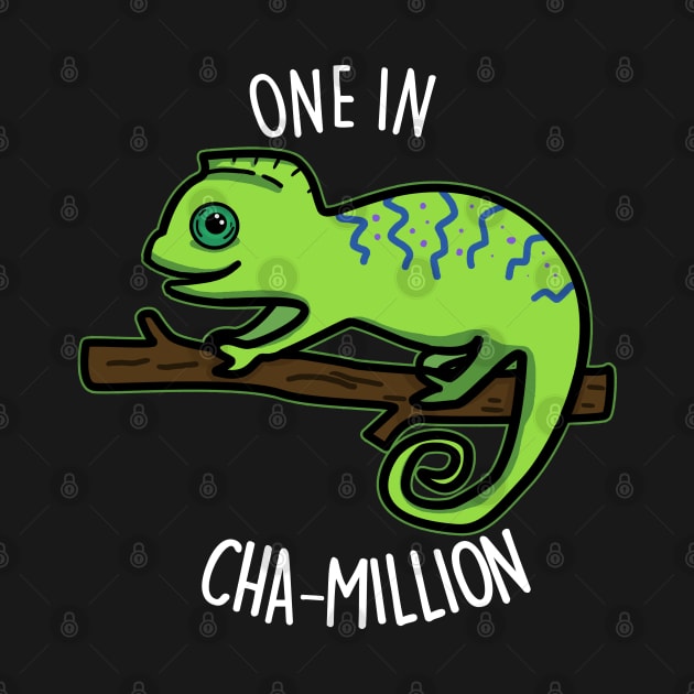 One In Cha-Million Cute Chameleon Pun by punnybone