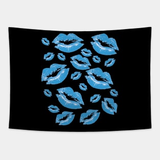 Cover Me In Kisses Boyish Blue Lipstick Flirtatious Fun Tapestry